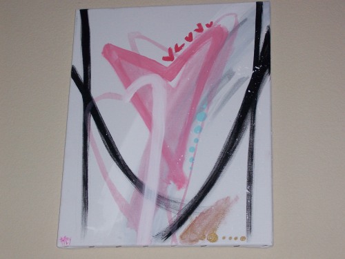 One of my latest paintings hanging on the wall in my "art gallery."-haha