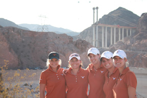Me and golf team with bridge construction in the background