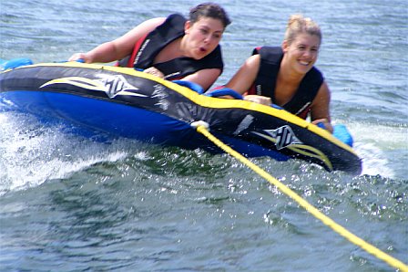 My sister and her friend tubing on Lake Austin