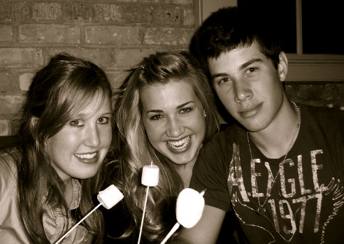 My brother, sister and I eating s'mores at Halcyon a few weeks ago.